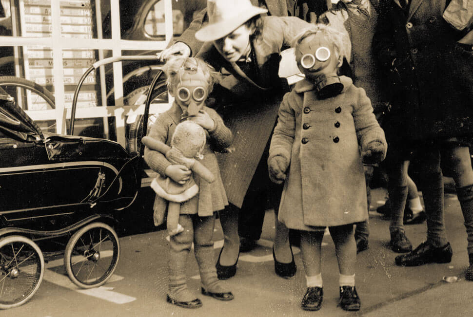Children in gas masks