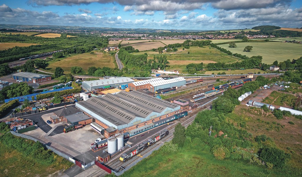 A drone picture of the Barrow Hill Roundhouse complex.