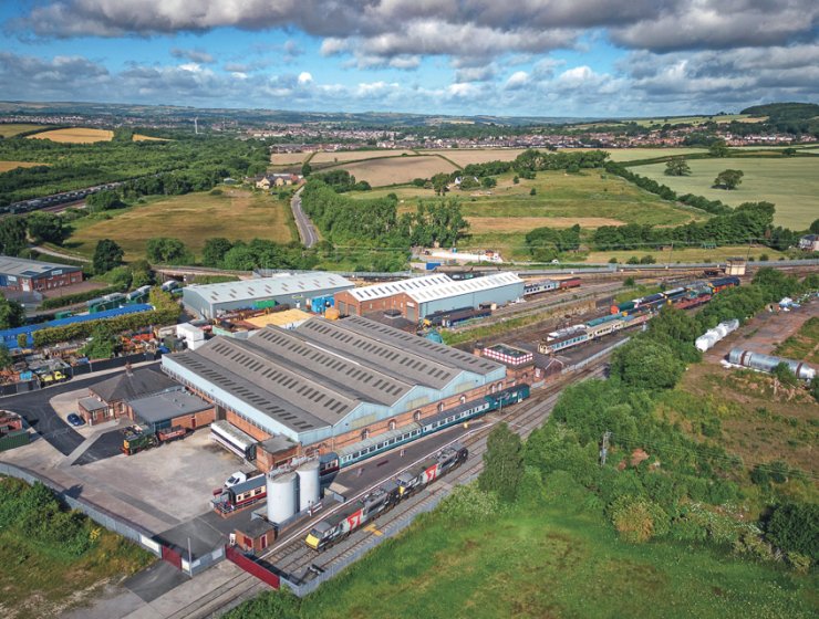 A drone picture of the Barrow Hill Roundhouse complex.