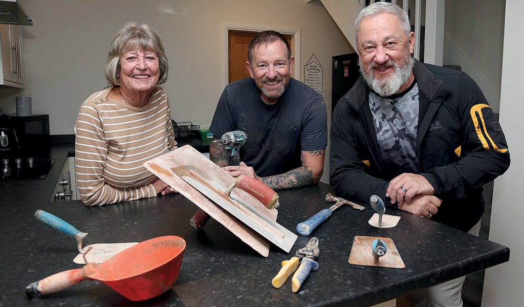 Customer Neil Mutch with trusted Trader Nick Davy and Councillor Carol Hart.
