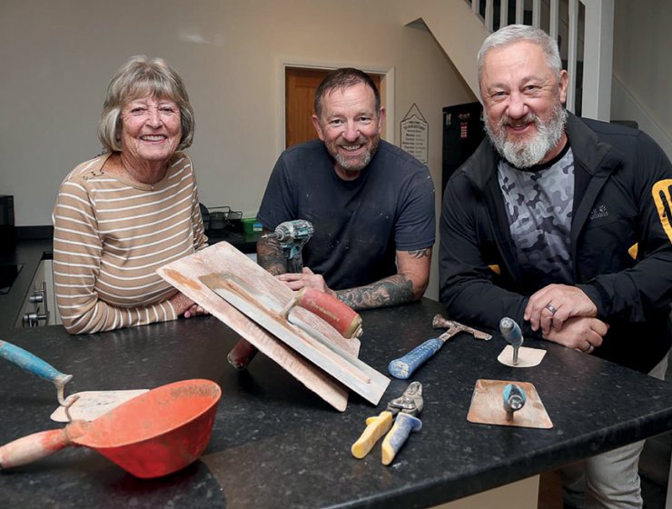 Customer Neil Mutch with trusted Trader Nick Davy and Councillor Carol Hart.