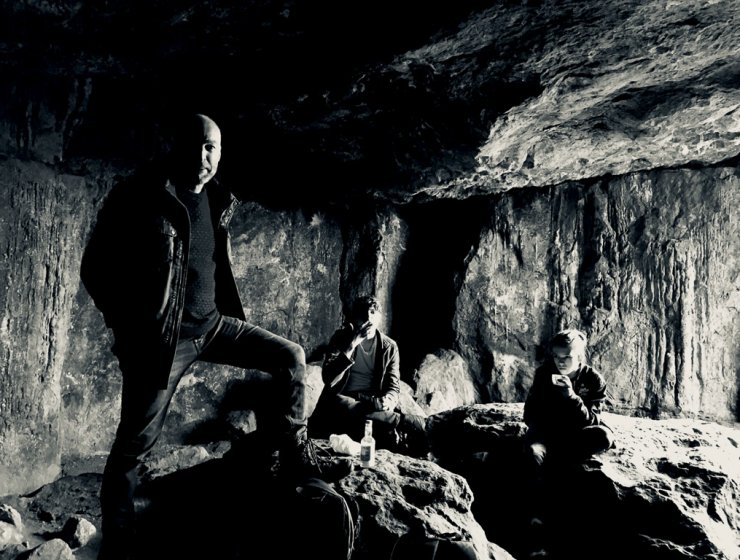 Mark with friends Arthur and Iggy at Harboro’ Rocks. Picture by Louise Swain.