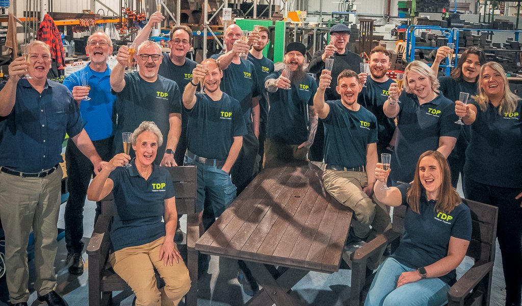 The TDP team celebrate the King’s Award for Enterprise announcement last year.