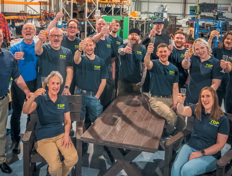 The TDP team celebrate the King’s Award for Enterprise announcement last year.