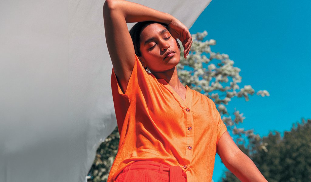 Orange Plain Button through Relaxed Shirt, £28, Roman. www.roman.co.uk