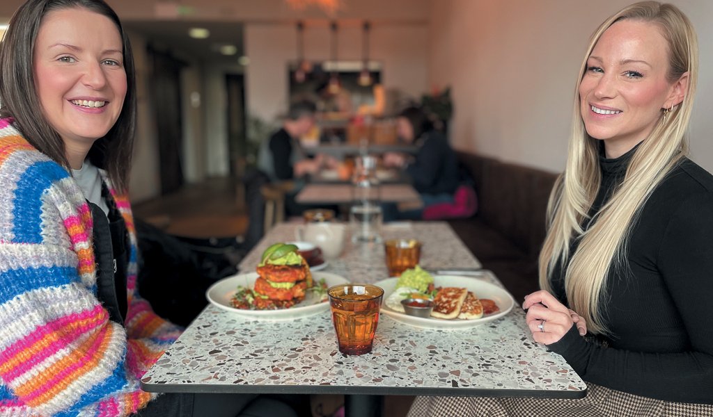 Emily Woodward and Sian Spencer-Bray ready to enjoy a meal. Picture by Fiona Stubbs.