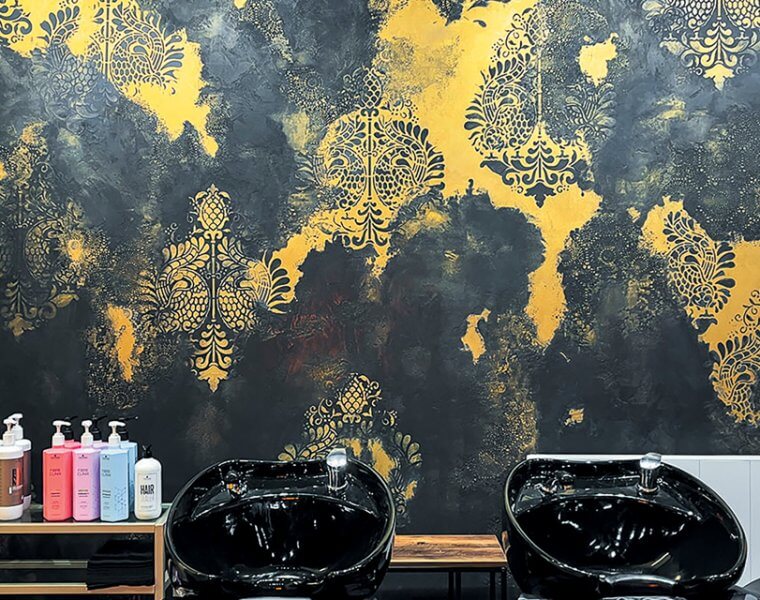 A wall in the Aspire Creative salon, created by Gina.