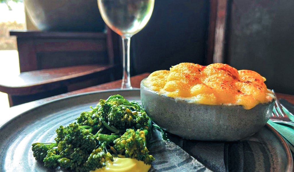 Charlie’s Luxurious Fish Pie. Charlie Uwins outside The Scotsman's Pack in Hathersage.