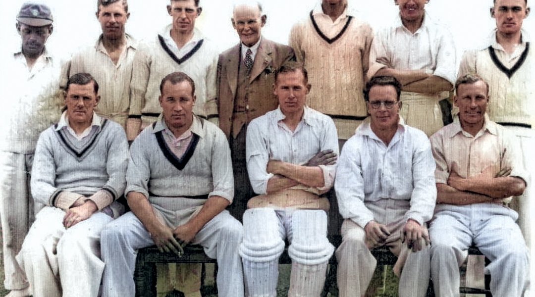 The 1936 team. Pictured are, back row from left, Harry Elliott, Leslie Townsend, Bill Copson, Harry Parker (scorer), Alf Pope, Denis Smith, Charlie Elliott; front row from left, Harry Storer, Stan Worthington, Arthur Richardson (capt), Tommy Mitchell and Albert Alderman.