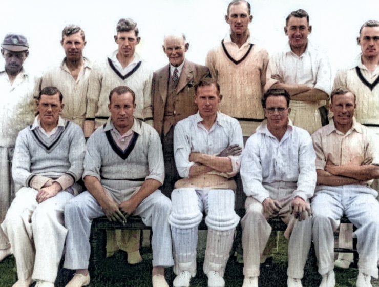 The 1936 team. Pictured are, back row from left, Harry Elliott, Leslie Townsend, Bill Copson, Harry Parker (scorer), Alf Pope, Denis Smith, Charlie Elliott; front row from left, Harry Storer, Stan Worthington, Arthur Richardson (capt), Tommy Mitchell and Albert Alderman.