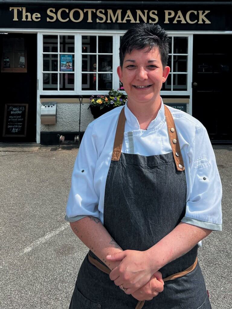 Charlie Uwins outside The Scotsman's Pack in Hathersage.