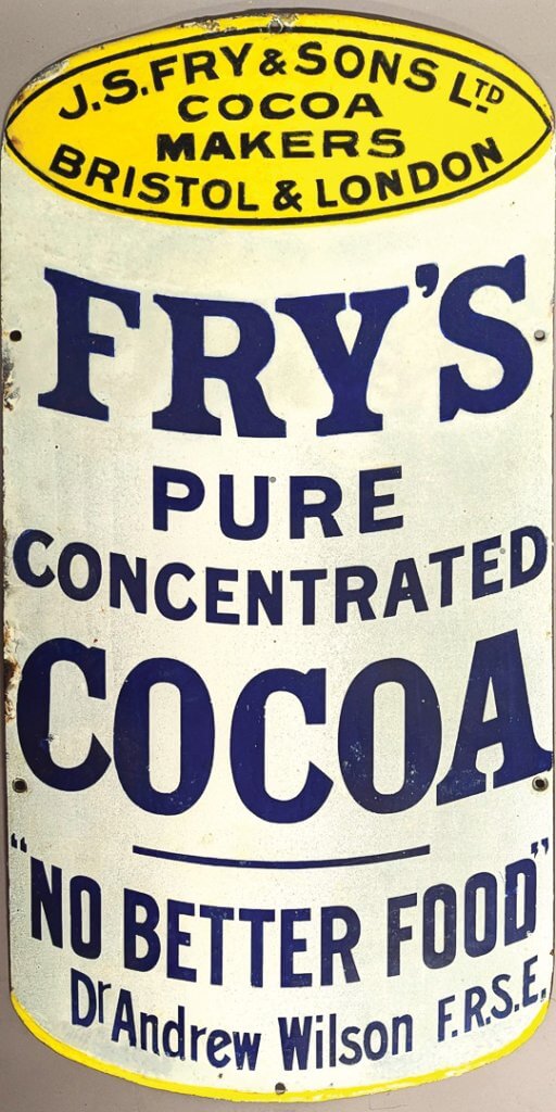 A top lot at a recent specialist auction was this enamel sign, for Fry’s Pure Concentrated Cocoa. It made £1,800