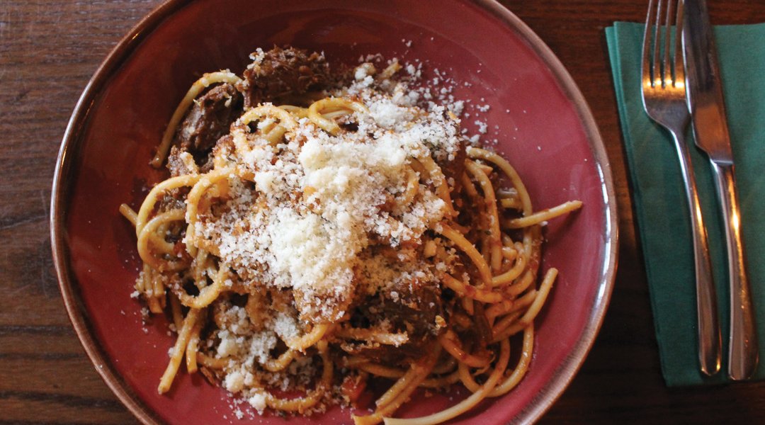 Venison Ragù with Rosemary Crumb, Pecorino & Bucatini Pasta