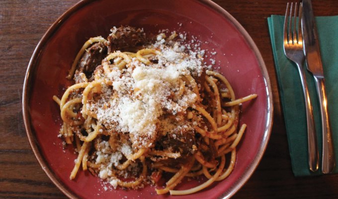 Venison Ragù with Rosemary Crumb, Pecorino & Bucatini Pasta