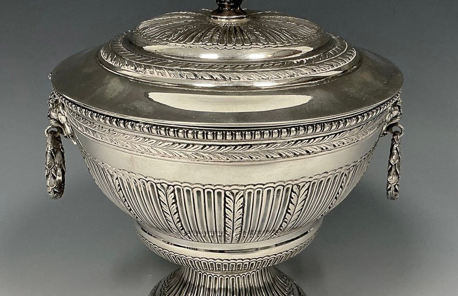 Portuguese silver pedestal bowl and cover, dating from the 1900s, with embossed decoration and gilt interior, 21cm high. It made £1,950 at auction - at the time of selling this was more than the scrap metal value.