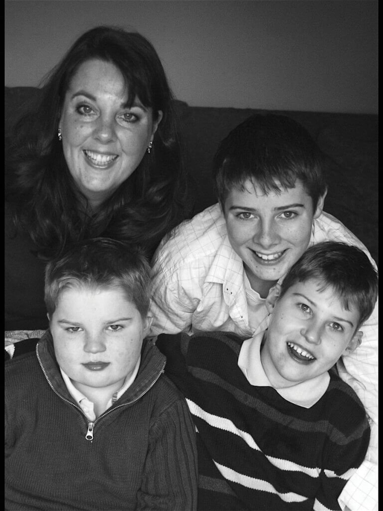 Gillian with her sons Max, Tom and Sam