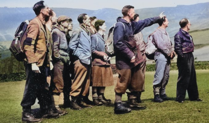 Wardens at Edale, 1954. Picture: Peak District National Park Authority (Colourised for effect)