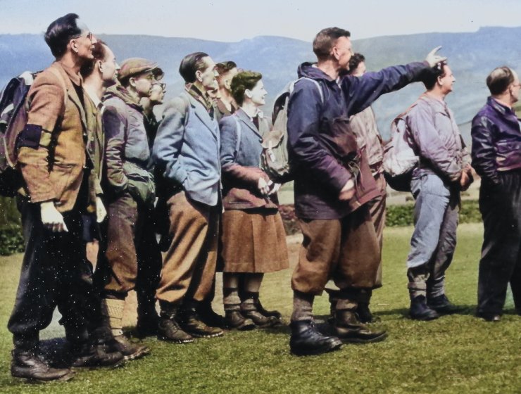 Wardens at Edale, 1954. Picture: Peak District National Park Authority (Colourised for effect)