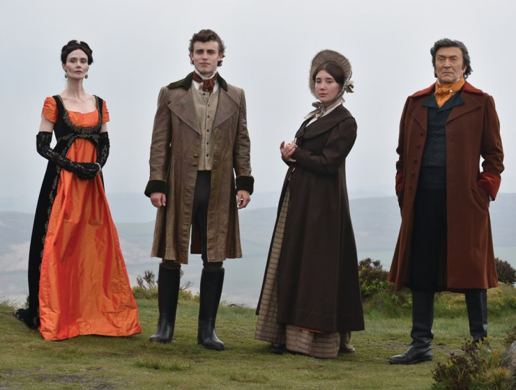 Rebecca Calder as Lady Jane Davy, Conor Sanchez as Michael Faraday, Gaia Wise as Sarah Faraday and Andrew Harrison as Sir Humphry Davy