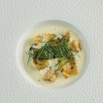 Pork Belly Agnolotti with Wild Garlic Pesto by John Shuttleworth, Head Chef at Fischer’s Baslow Hall
