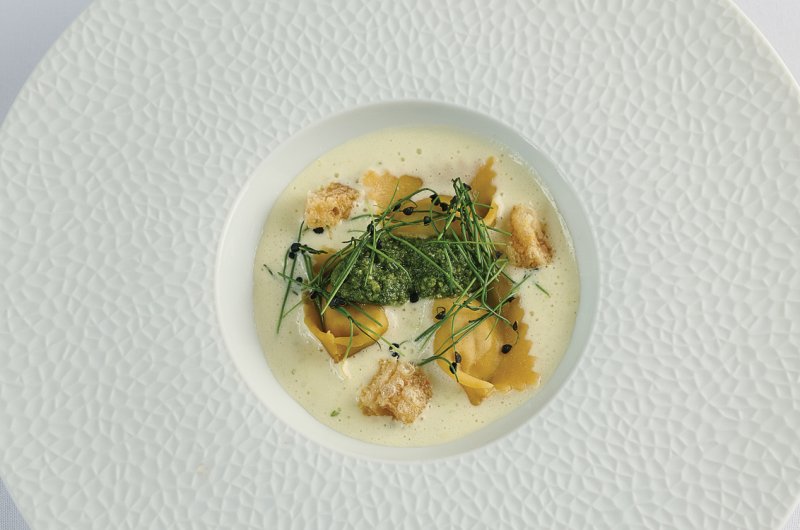 Pork Belly Agnolotti with Wild Garlic Pesto 