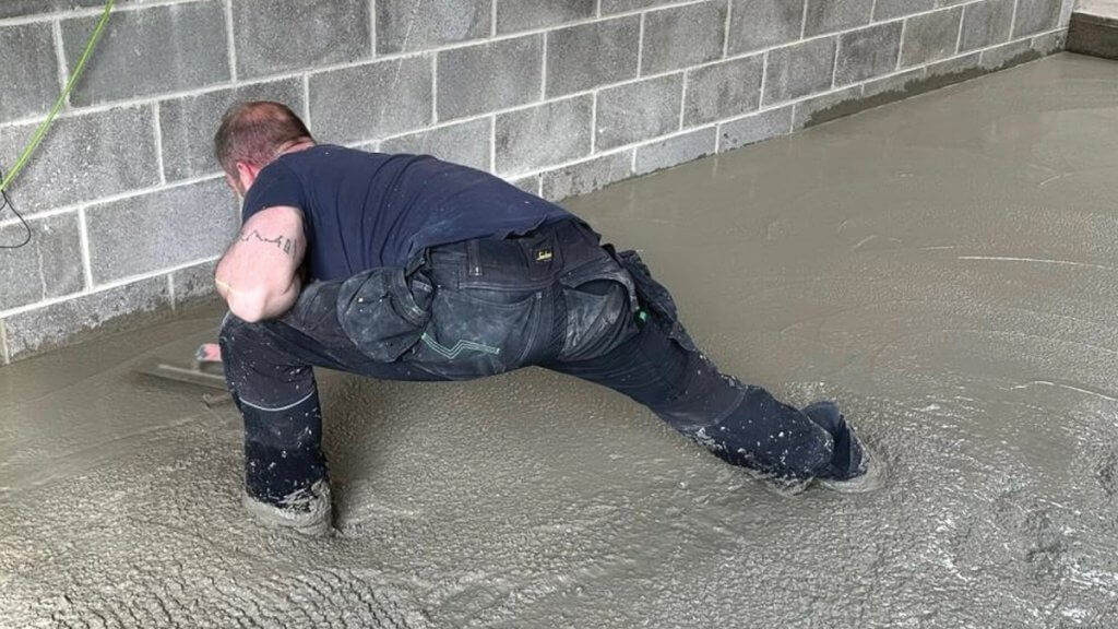 Side lunges in the day job – perfect for smoothing concrete! Picture: Saltergate Yoga