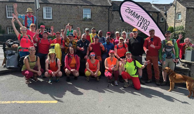 The fire walkers set off from Hathersage