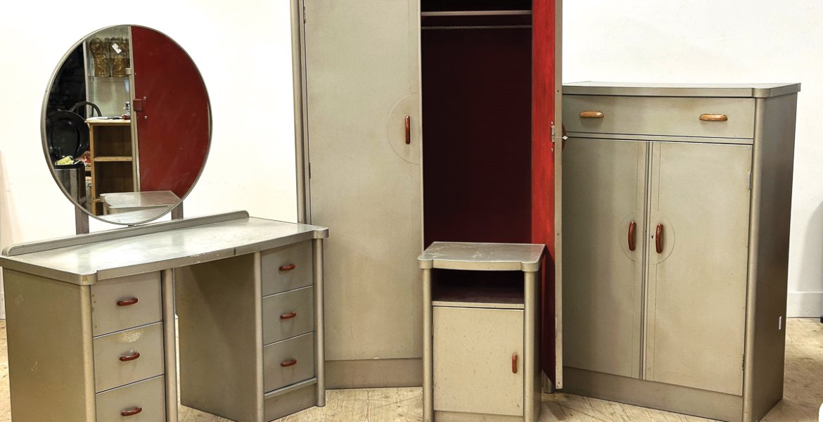 This post war aluminium bedroom suite has a current value of £700 to £1,000 - an estimate that seems disproportionate to its fascinating back story.