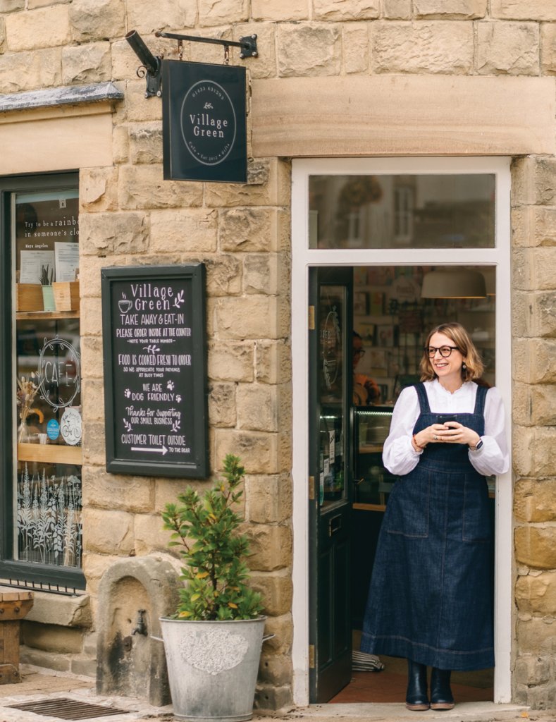 Sara Price outside
The Village Green Cafe. Picture: Helen Rowan Photography